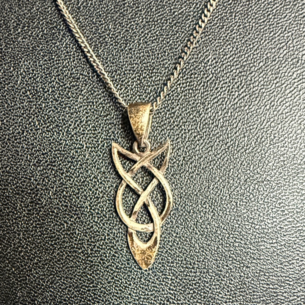 Vintage Sterling Silver Celtic Cross Pendant and Chain